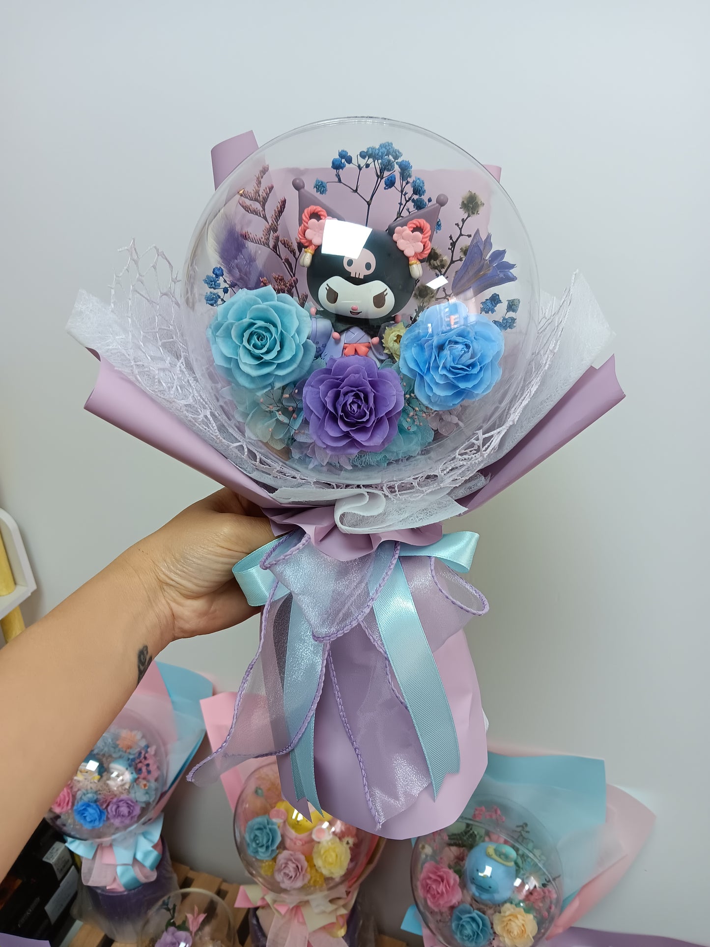 🌸(訂造)kuromi保鮮花波波球花束💐