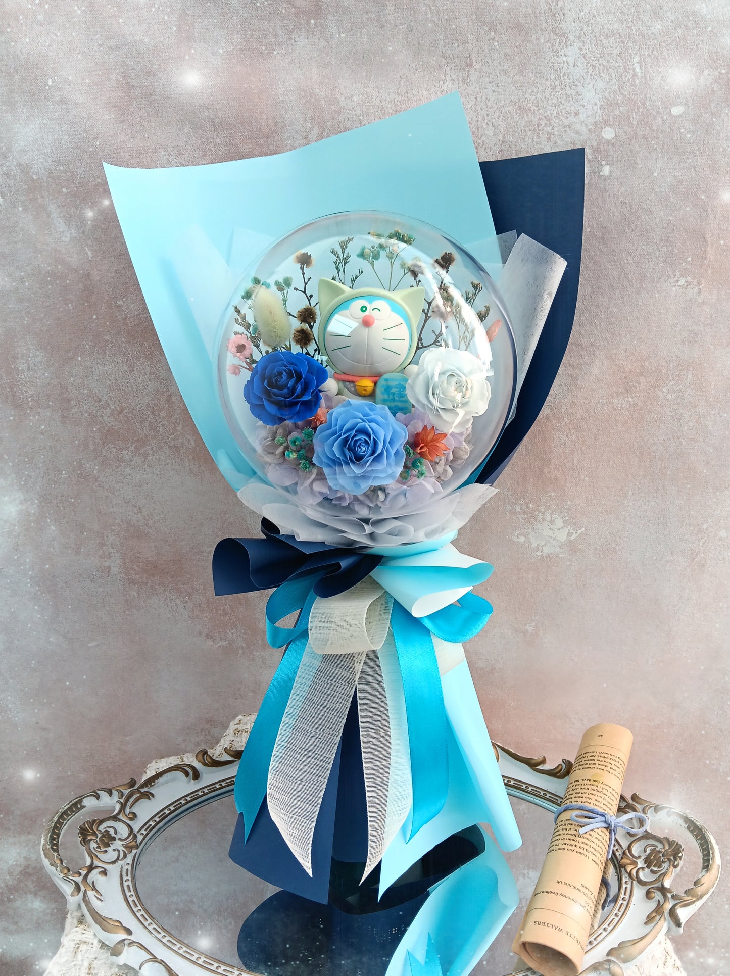 🌸(訂造)多啦A夢保鮮花波波球花束