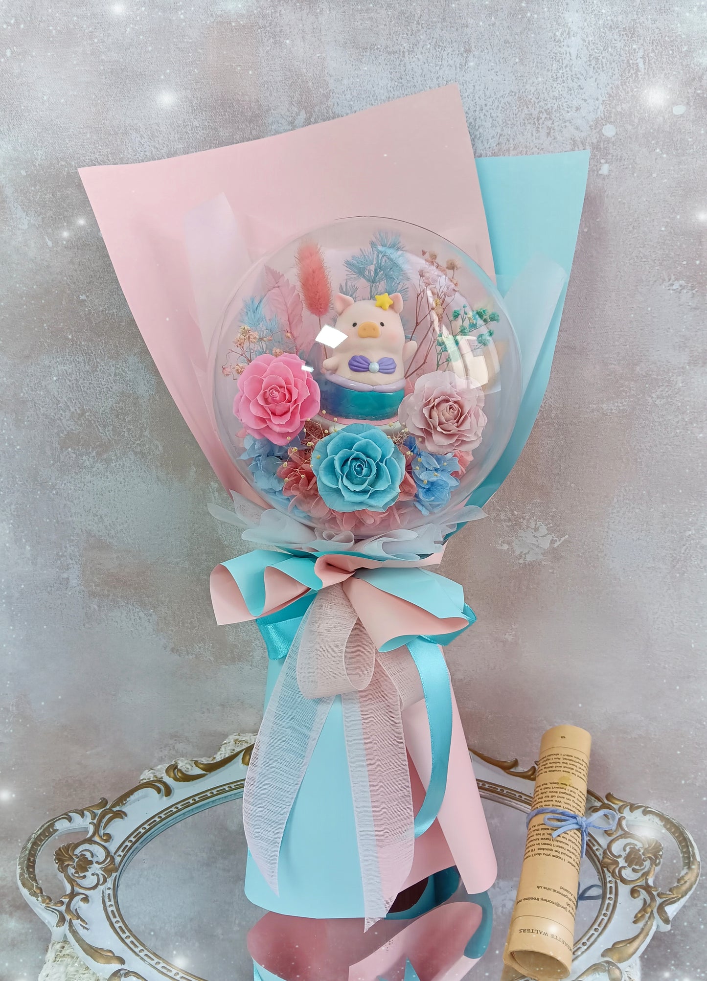 🌸(訂造)lulu豬保鮮花波波球花束