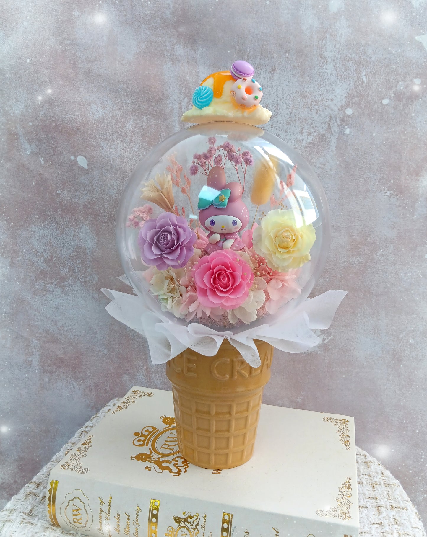 🌸(訂造)Melody保鮮花波波球雪糕杯