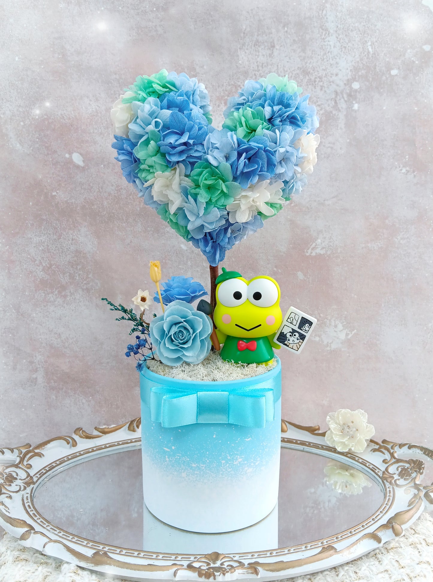 🌸(訂造)大眼蛙保鮮花心形樹