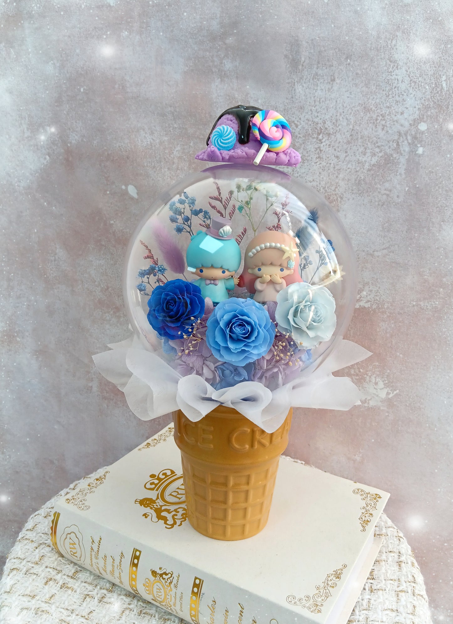 🌸(訂造)little twin stars保鮮花波波球雪糕杯