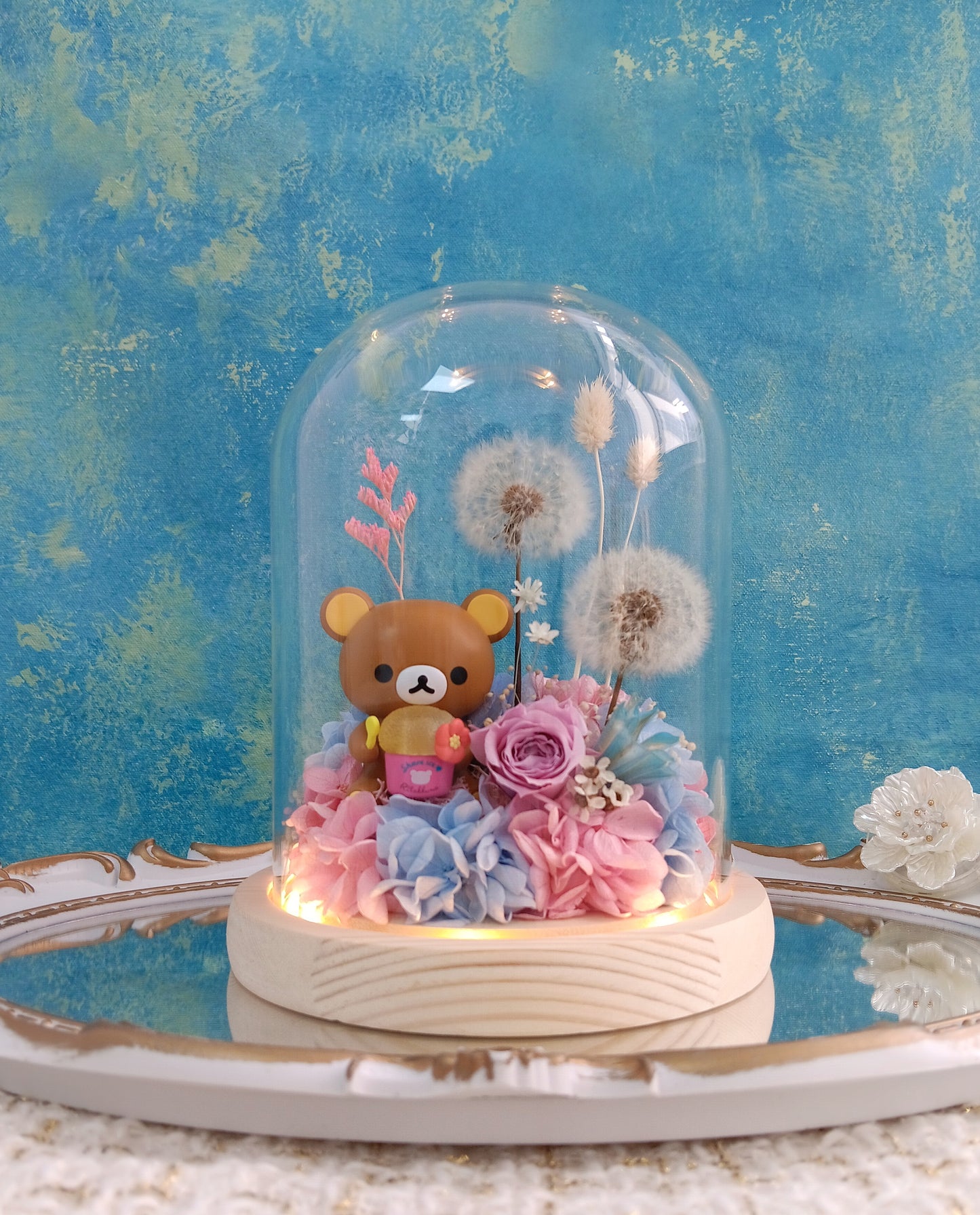 🌸(訂造)鬆弛熊保鮮花蒲公英玻璃瓶