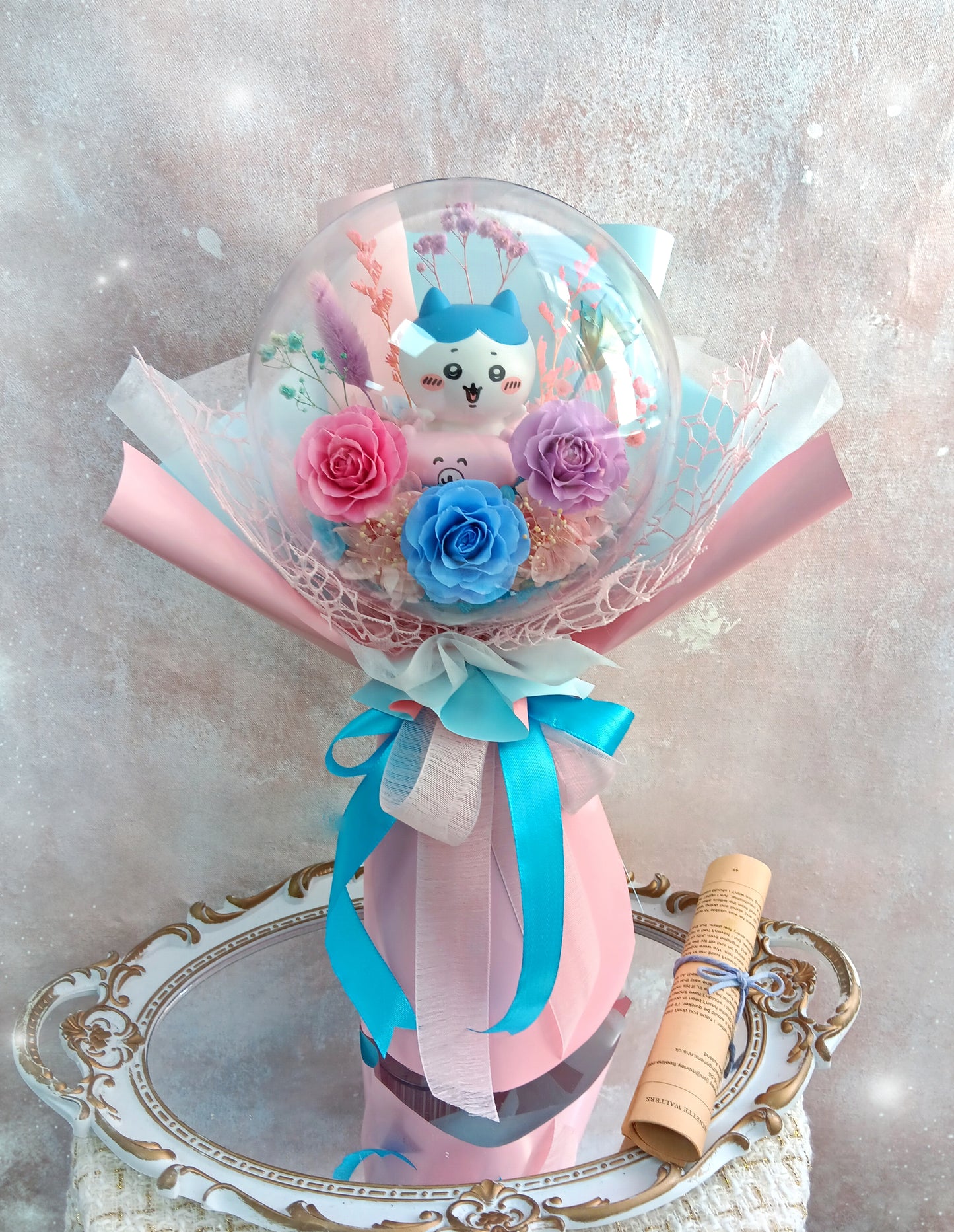 🌸(現貨)限時優惠價✨️Chiikawa-小八 保鮮花波波球花束