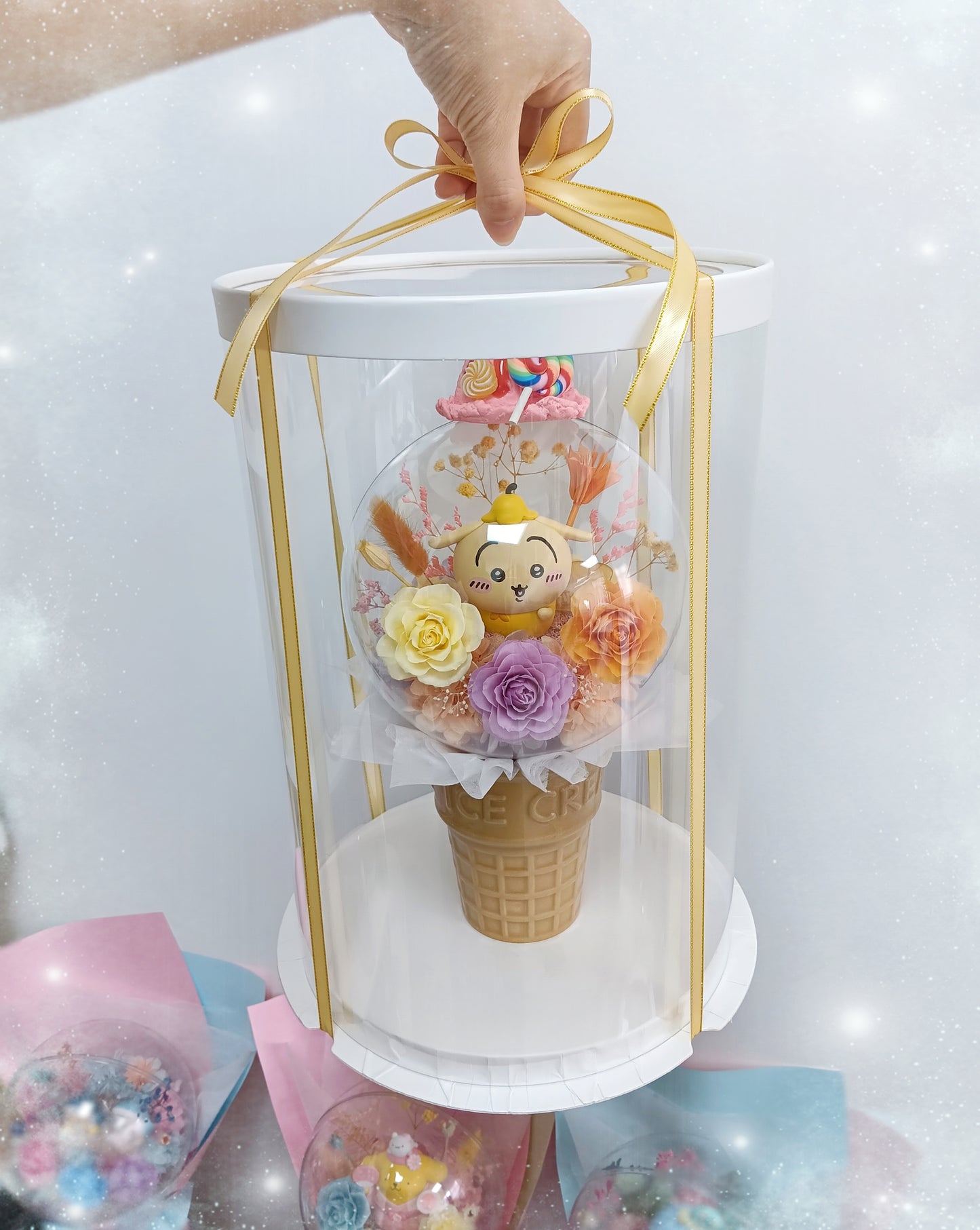 🌸(訂造)Chiikawa-兔兔 保鮮花波波球雪糕杯