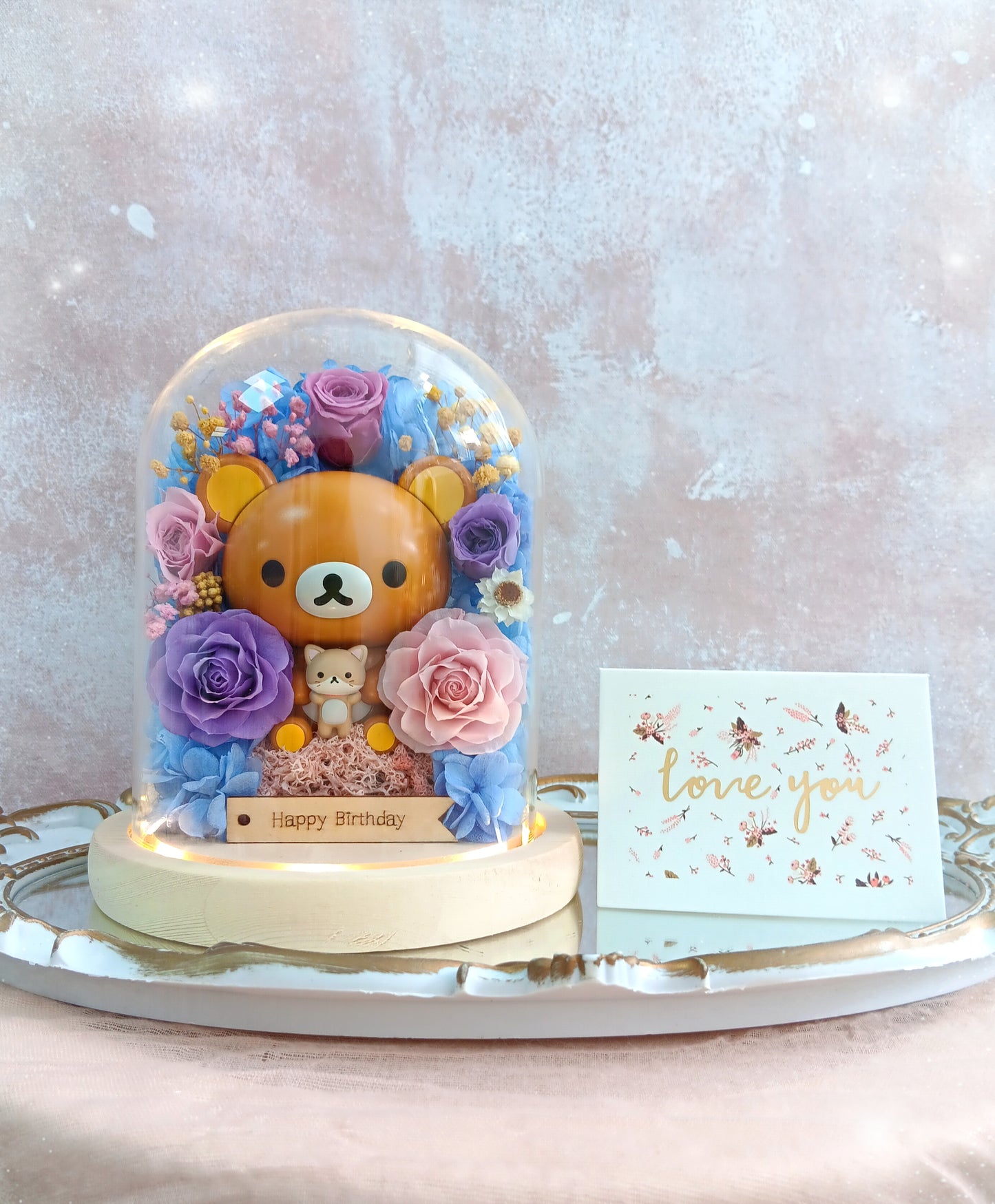 🌸(訂造)鬆弛熊保鮮花玻璃瓶