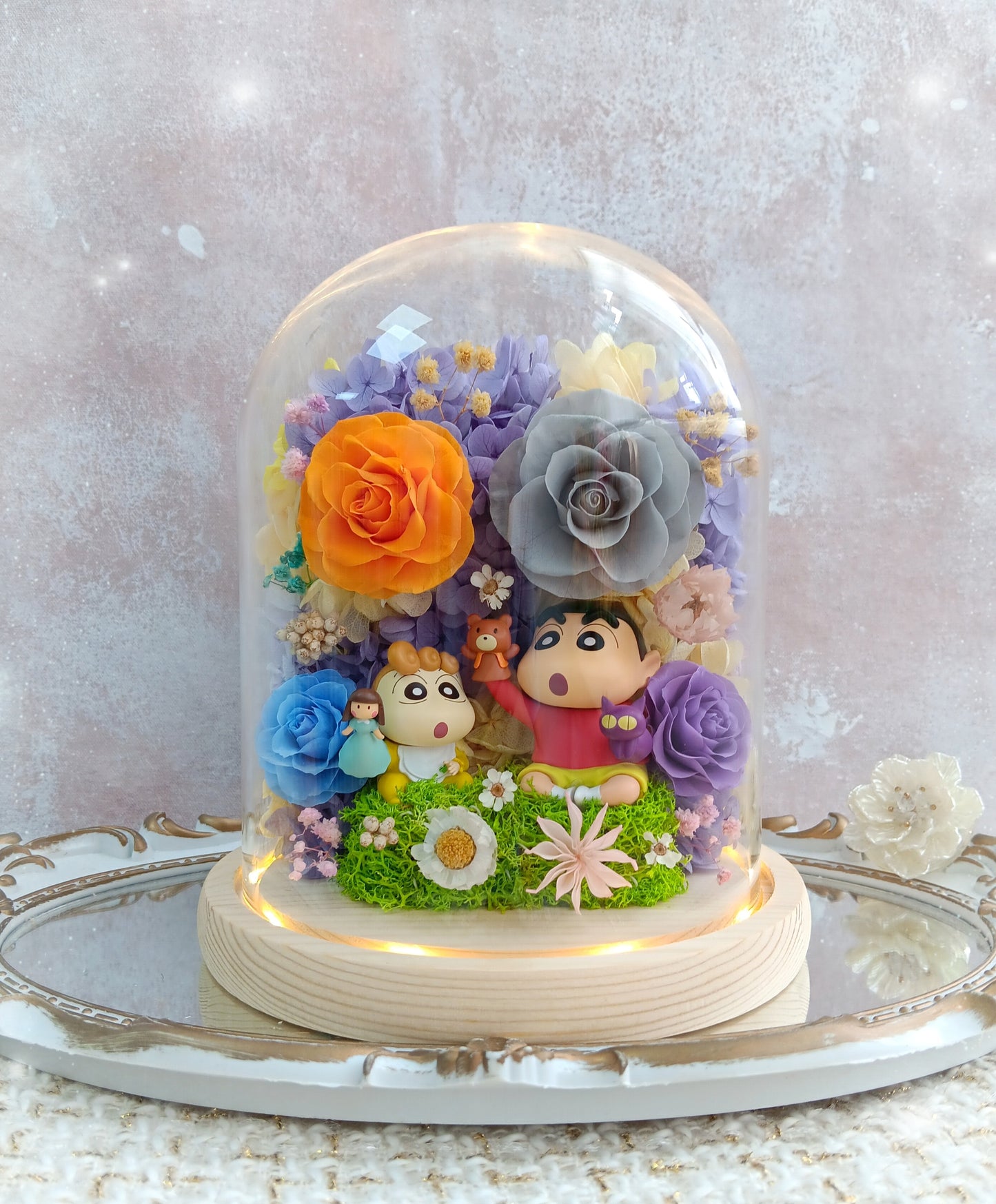 🌸(訂造)蠟筆小新保鮮花玻璃瓶