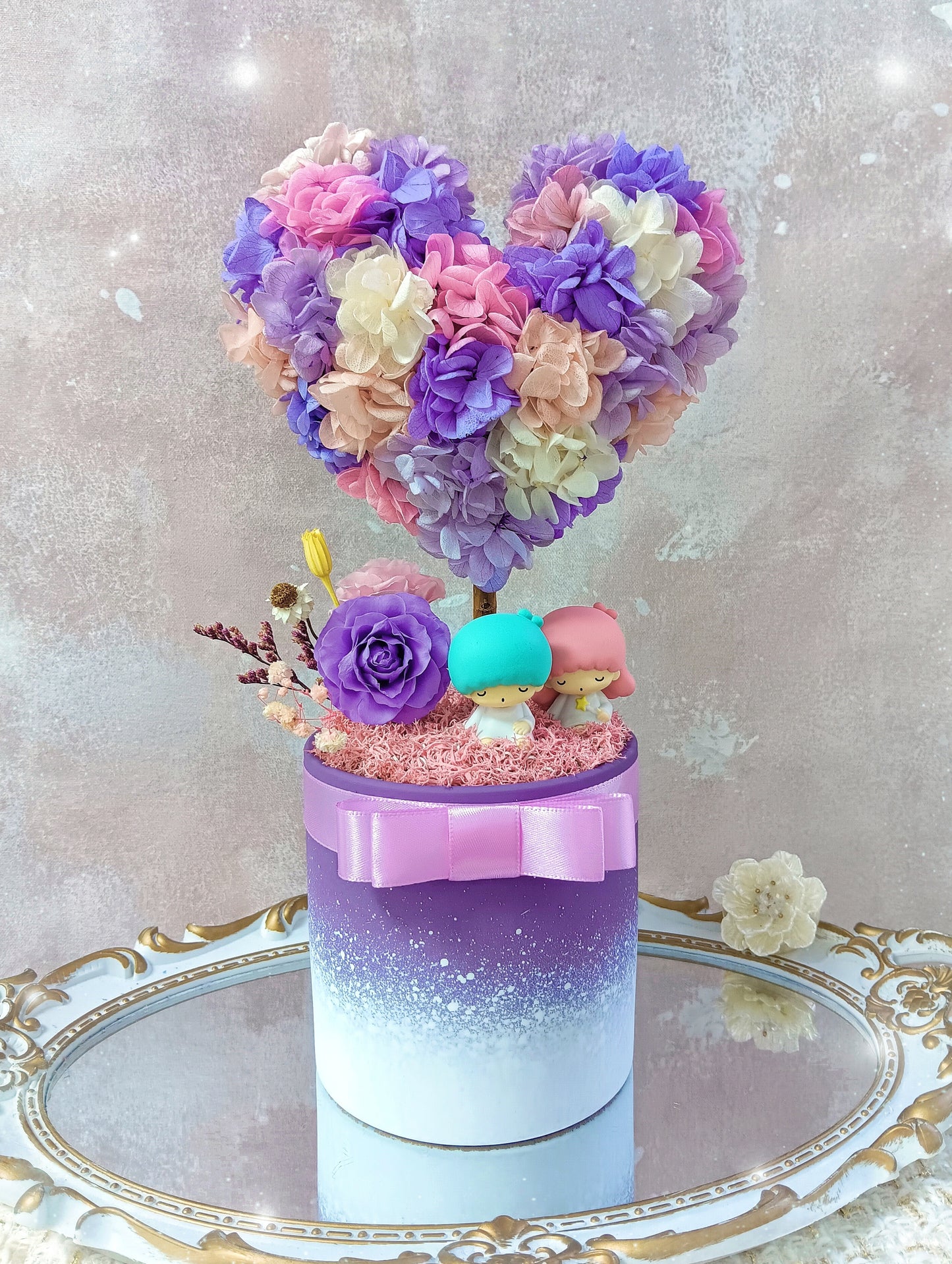 🌸(訂造)little twin stars保鮮花心形樹