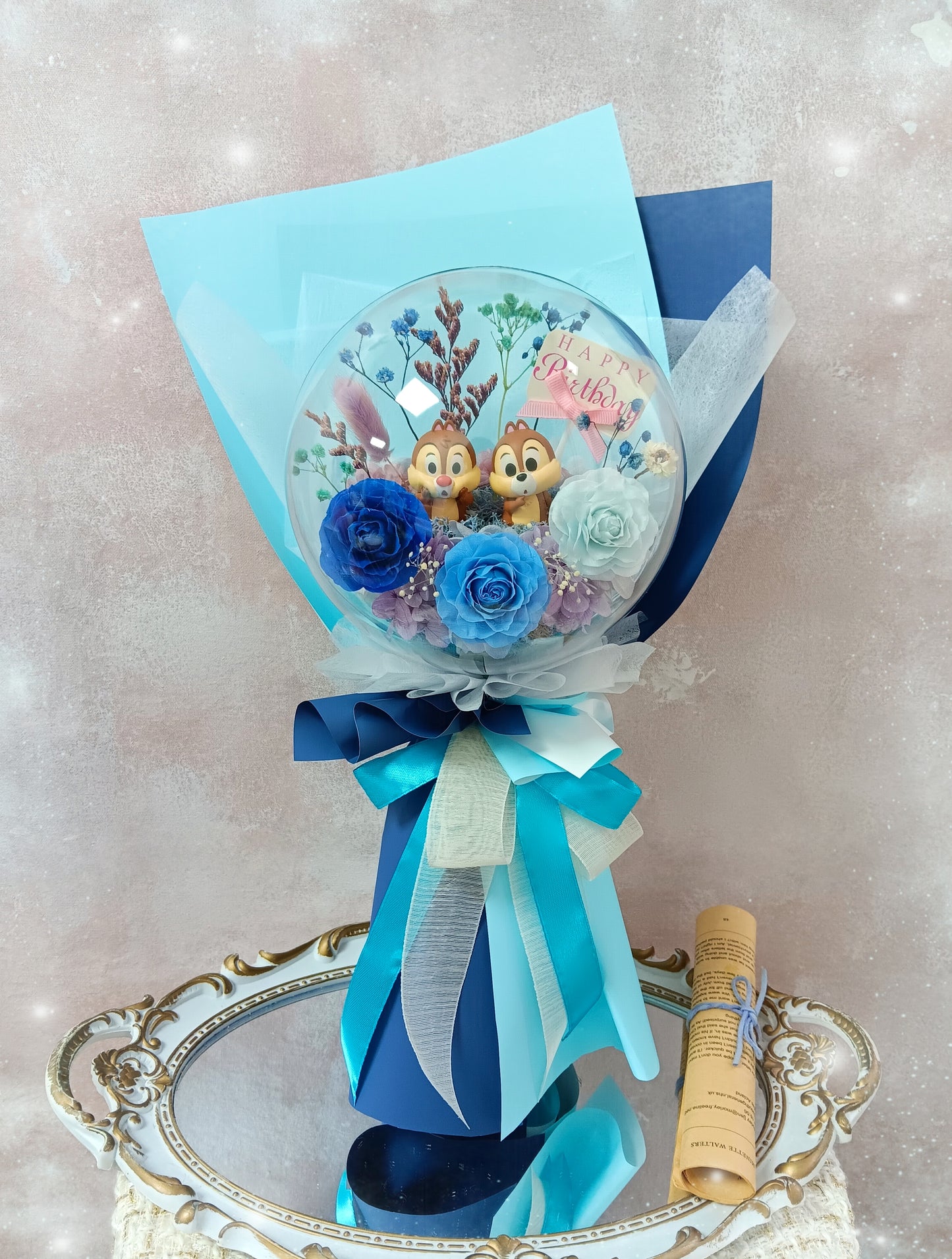 🌸(訂造)Chip n Dale保鮮花波波球花束