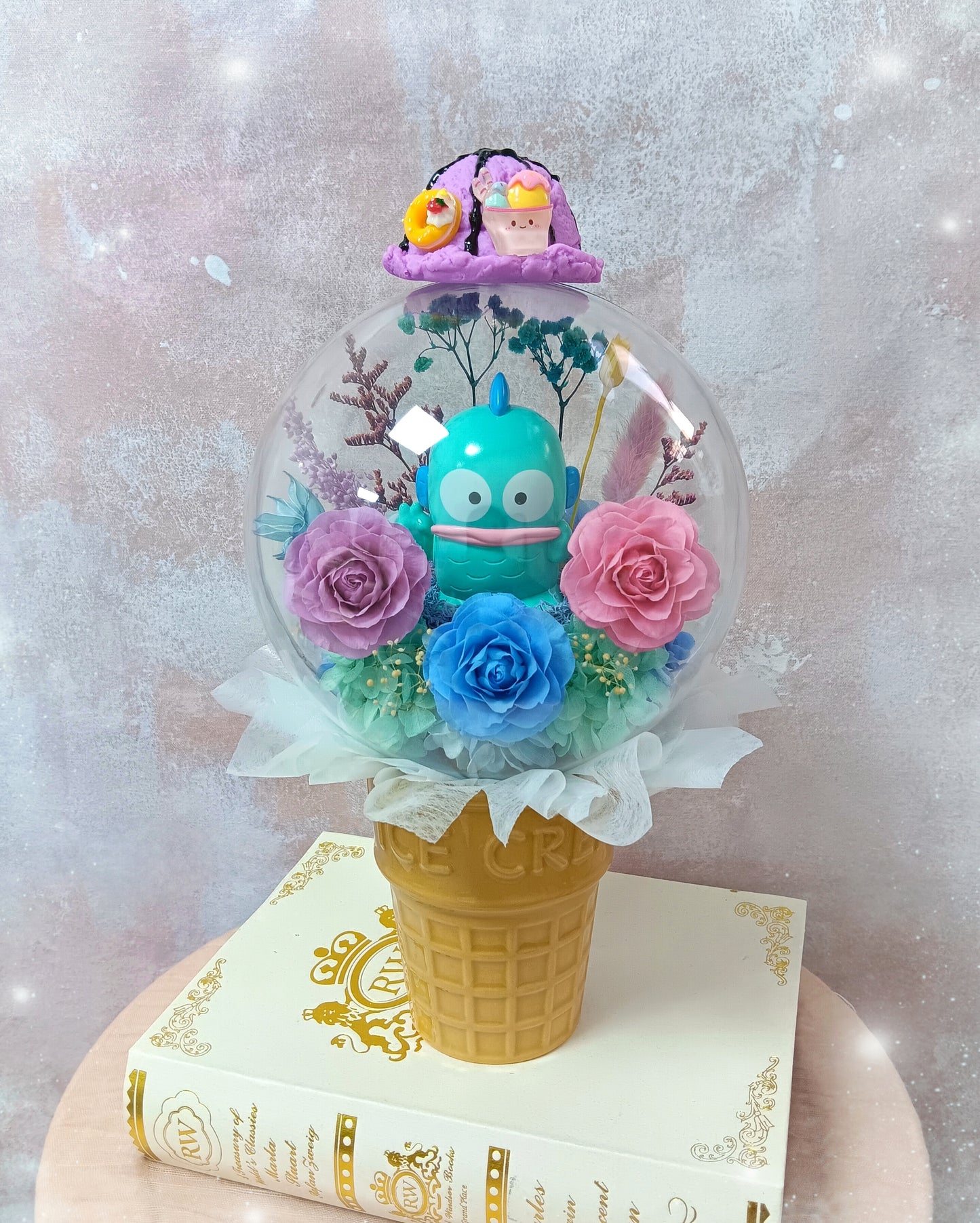 🌸(訂造)水怪保鮮花波波球雪糕杯