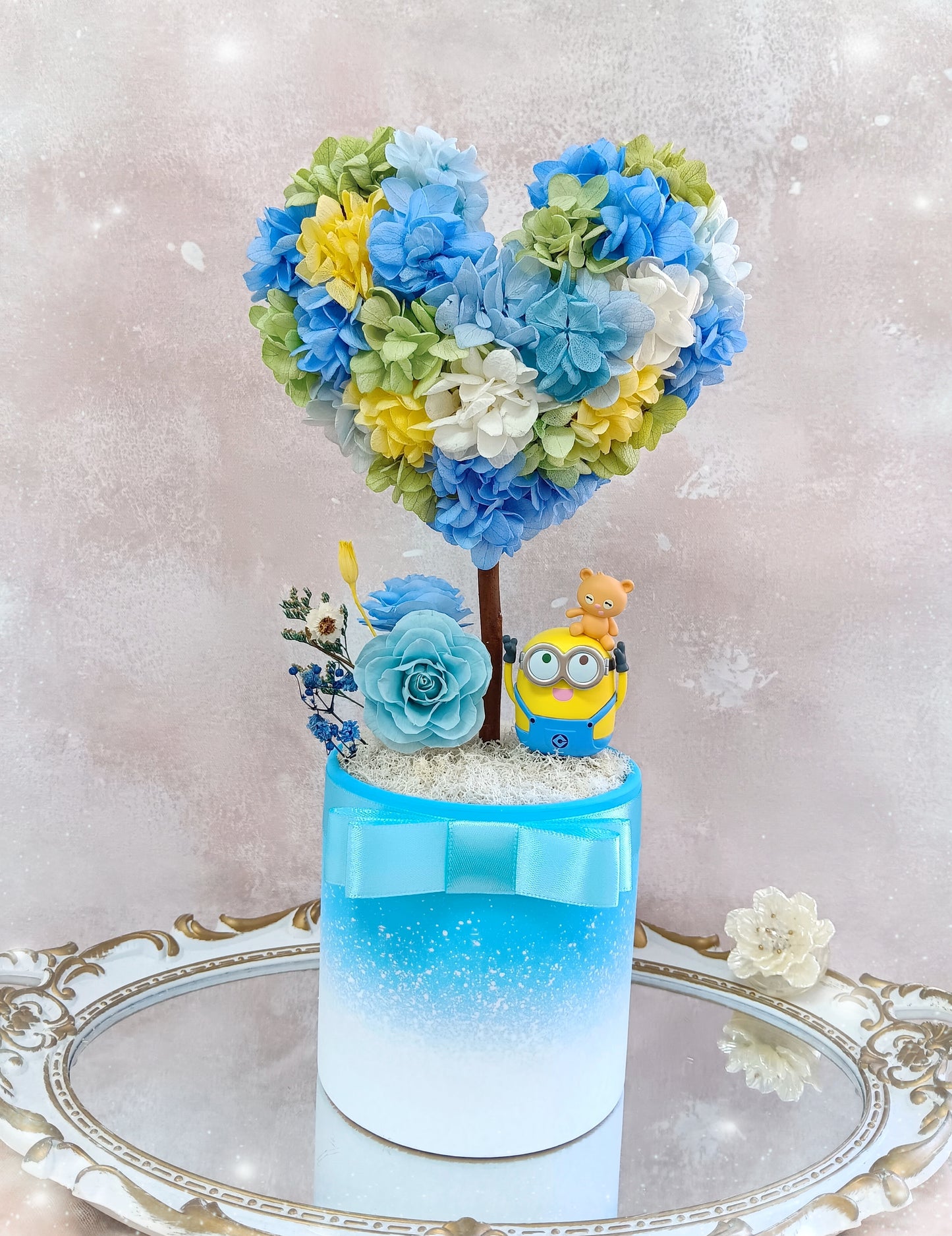 🌸(訂造)迷你兵團保鮮花心形樹