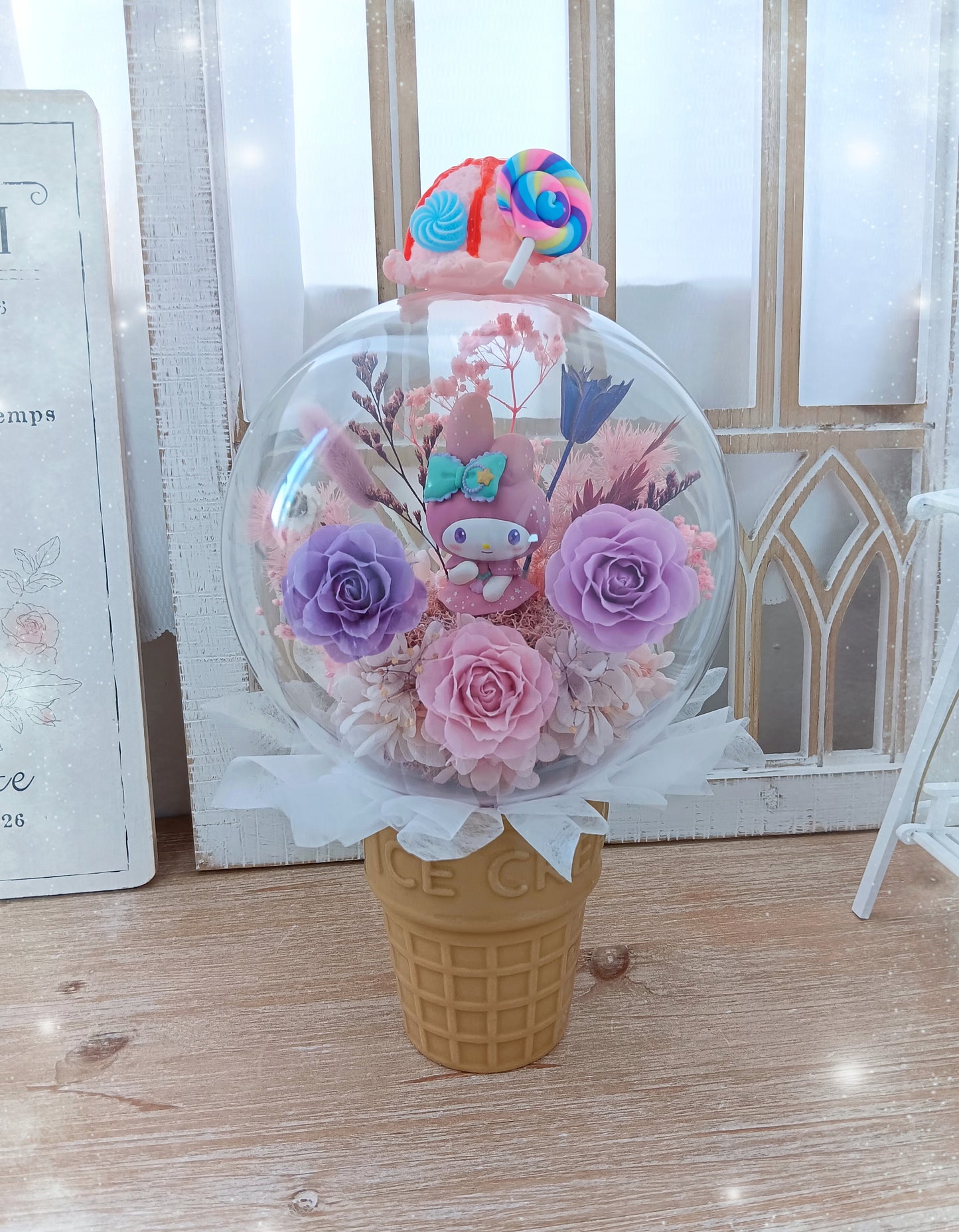 🌸(現貨)Melody保鮮花波波球雪糕杯