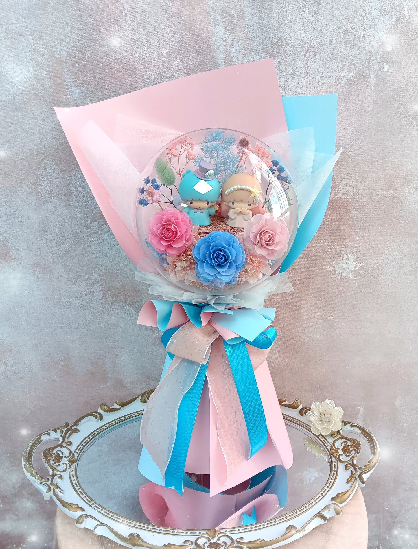 🌸(訂造)little twin stars保鮮花波波球花束