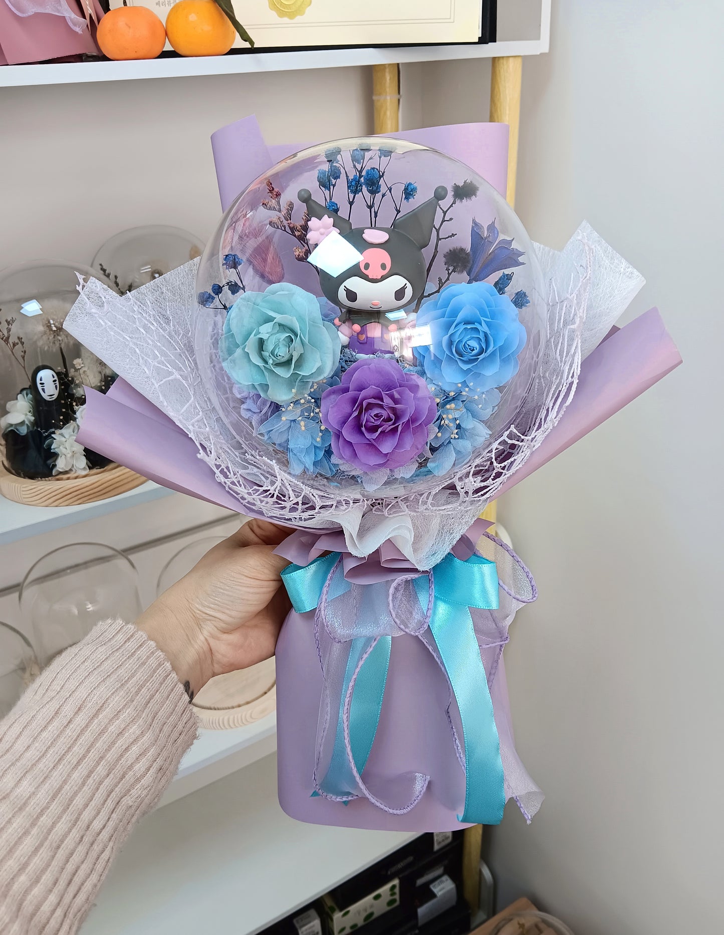 🌸(訂造)kuromi保鮮花波波球花束💐