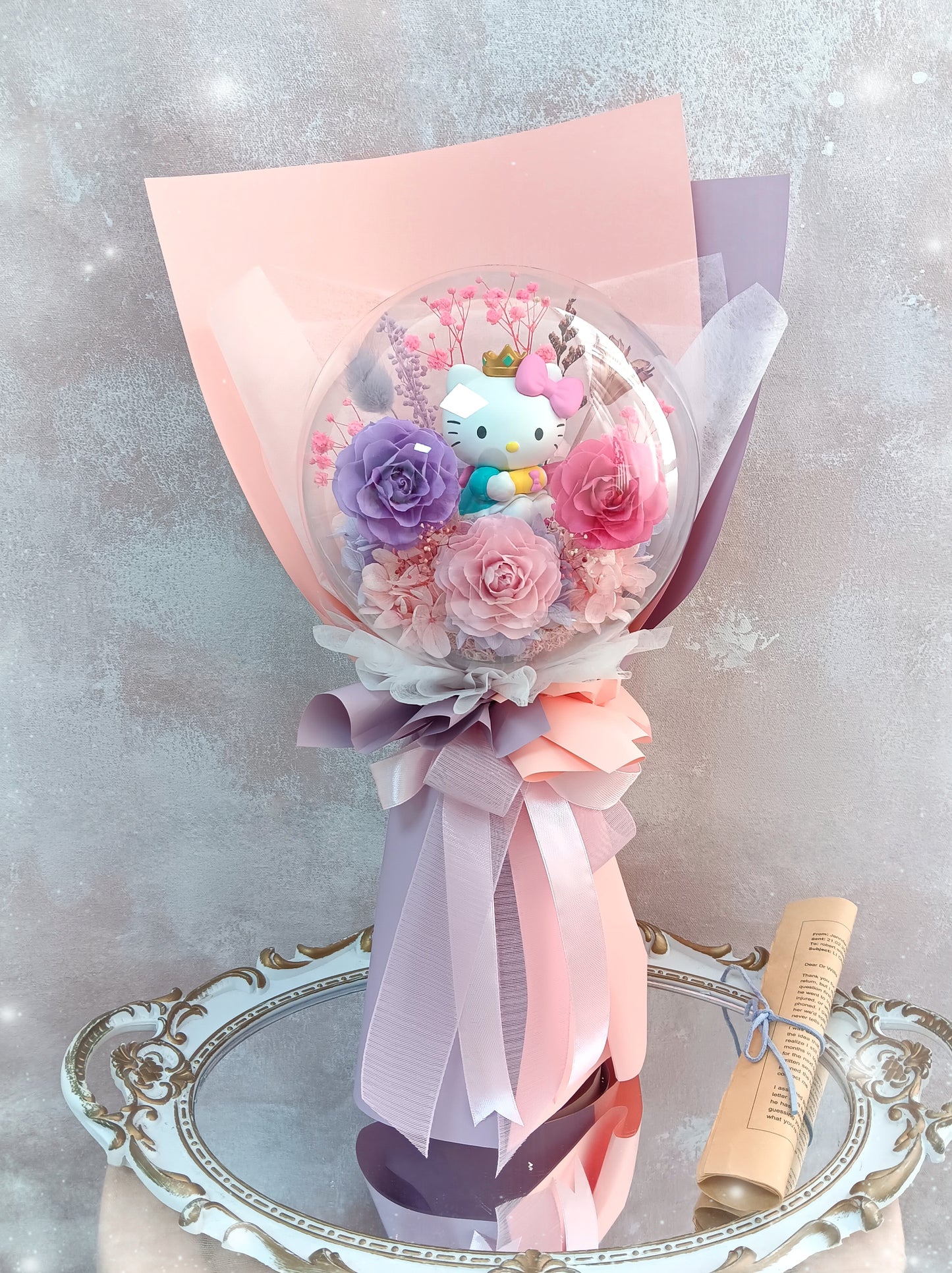 🌸(現貨)Hello Kitty保鮮花波波球花束