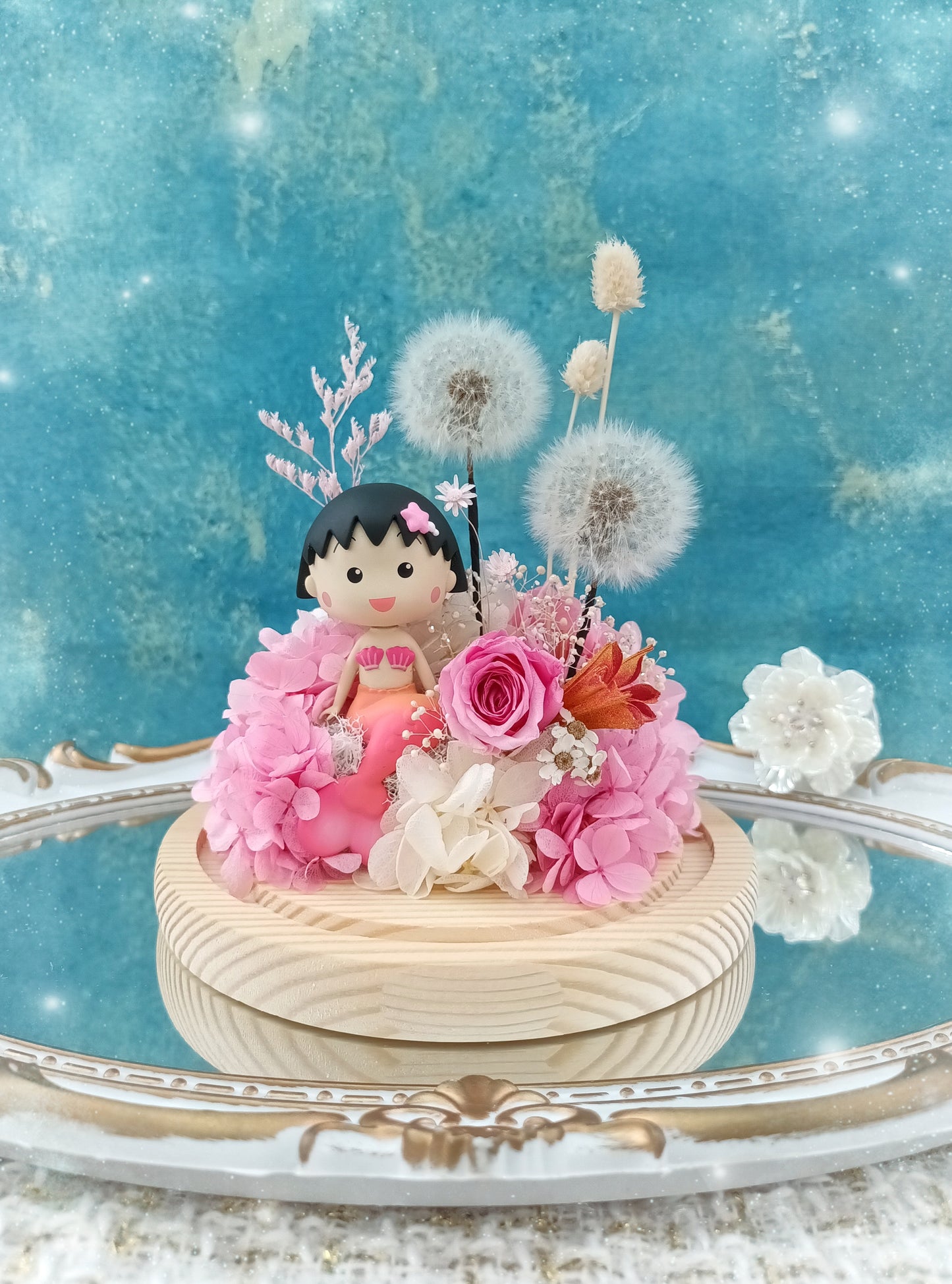 🌸(現貨)美人魚小丸子蒲公英玻璃瓶