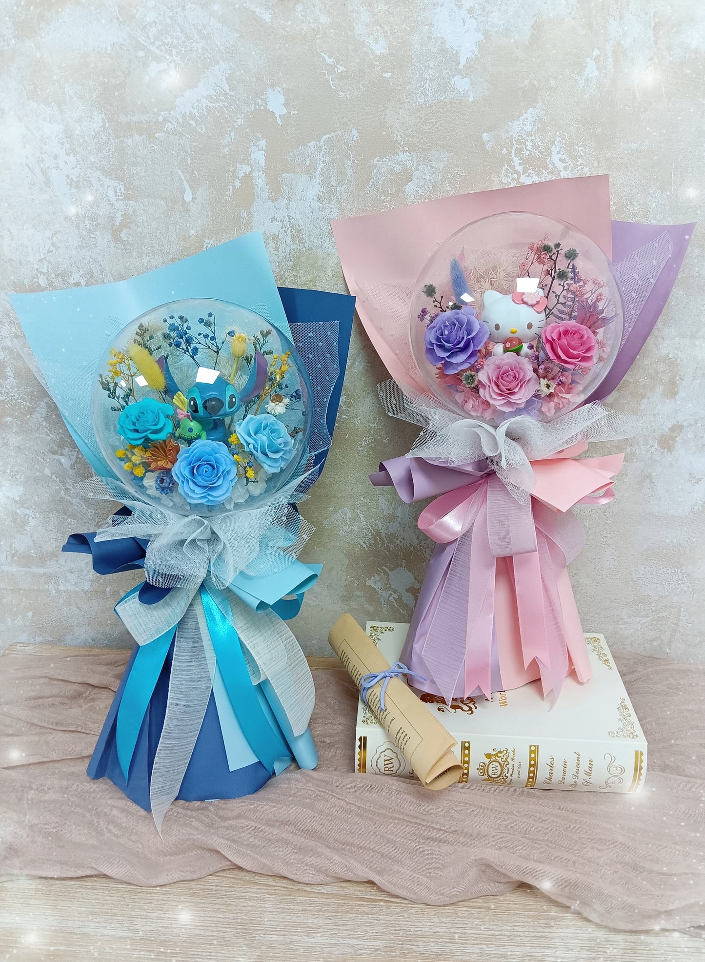 🌸(訂造)吏迪仔保鮮花波波球花束