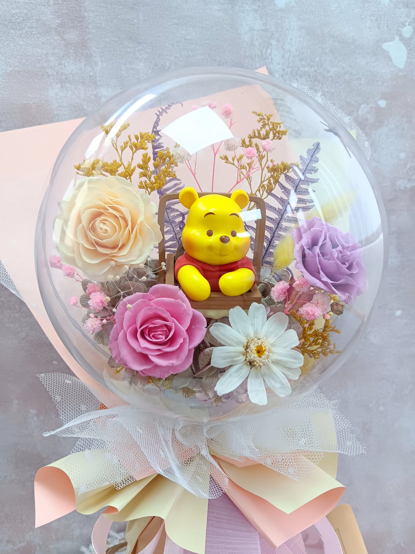 🌸(現貨)Winnie the Pooh保鮮花波波球花束