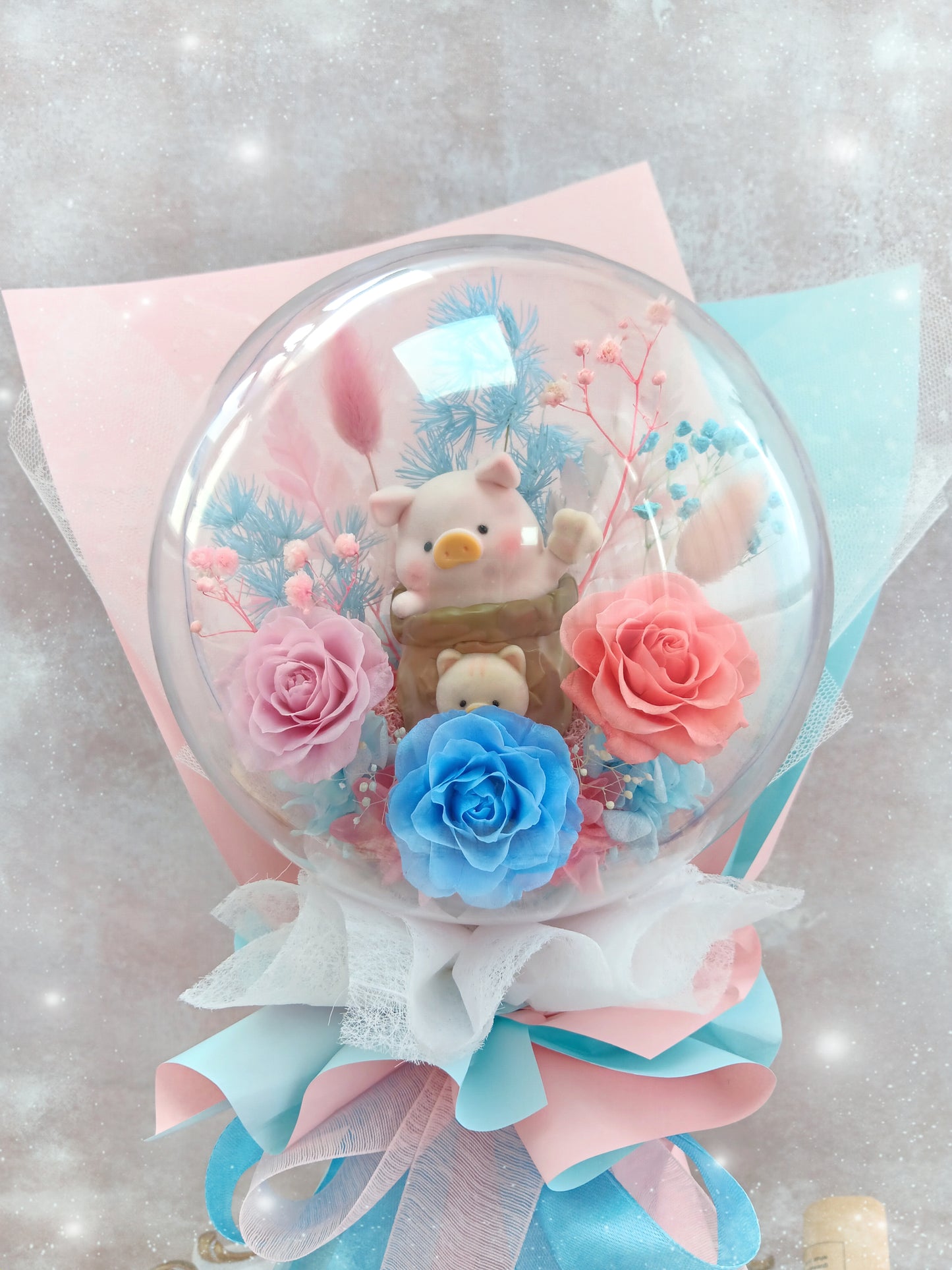 🌸(訂造)lulu豬保鮮花波波球花束