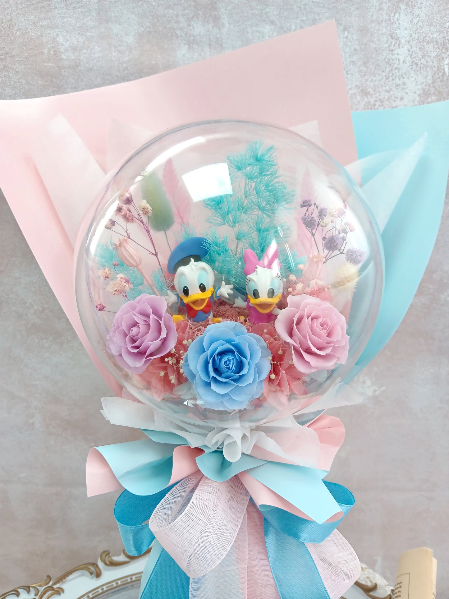 🌸(訂造)Donald duck & Daisy保鮮花波波球花束