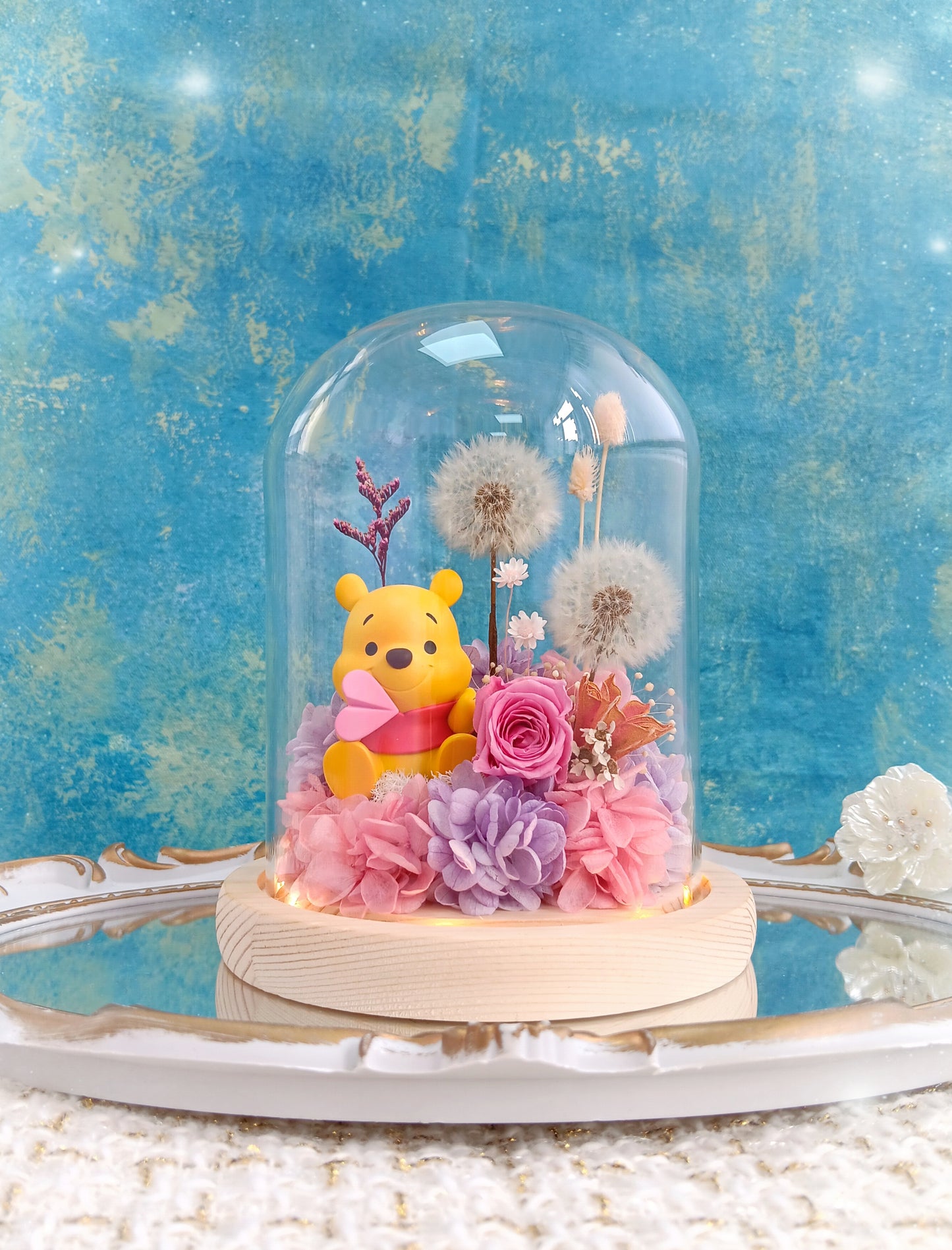 🌸(訂造)Winnie the Pooh保鮮花蒲公英玻璃瓶