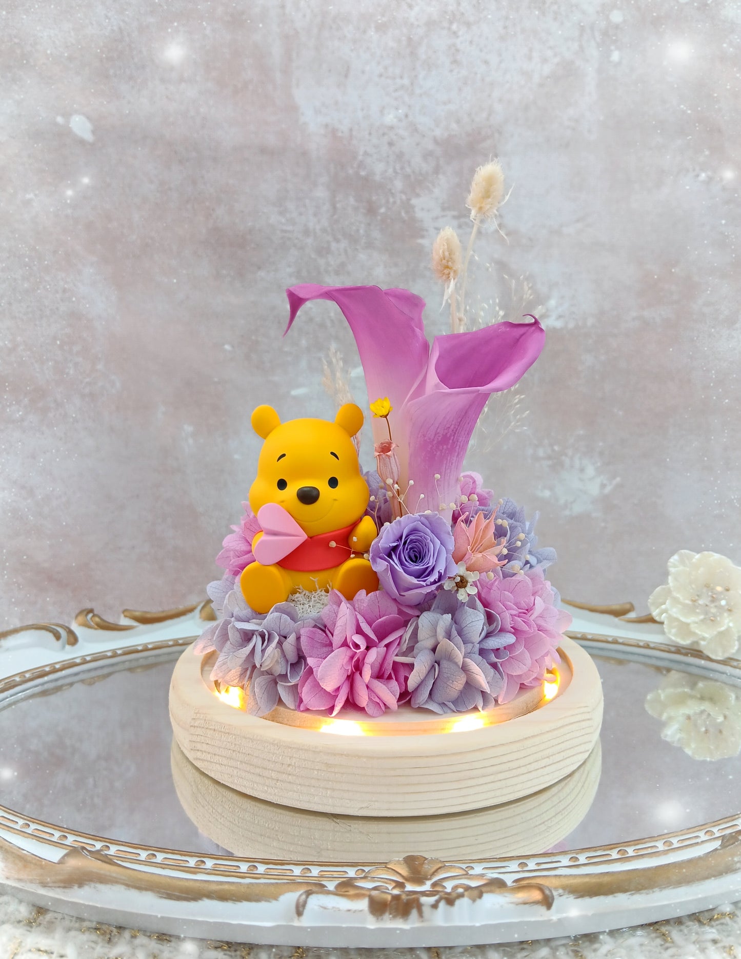 🌸(訂造)Winnie the Pooh保鮮花馬蹄蘭玻璃瓶