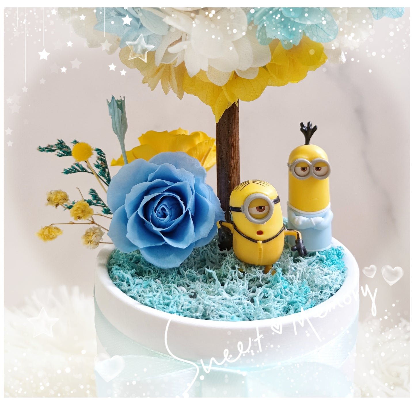 🌸(訂造)迷你兵團保鮮花心形樹