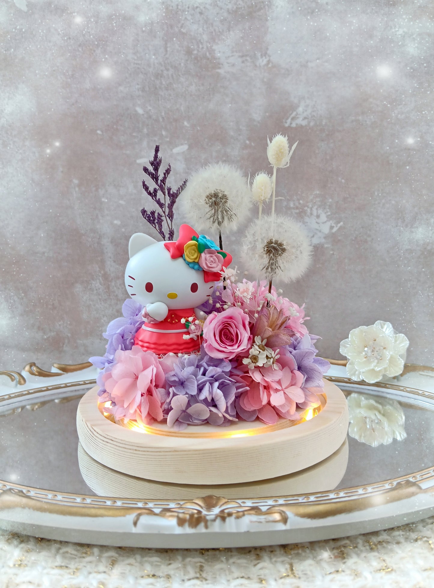 🌸(訂造)Hello Kitty保鮮花蒲公英玻璃瓶