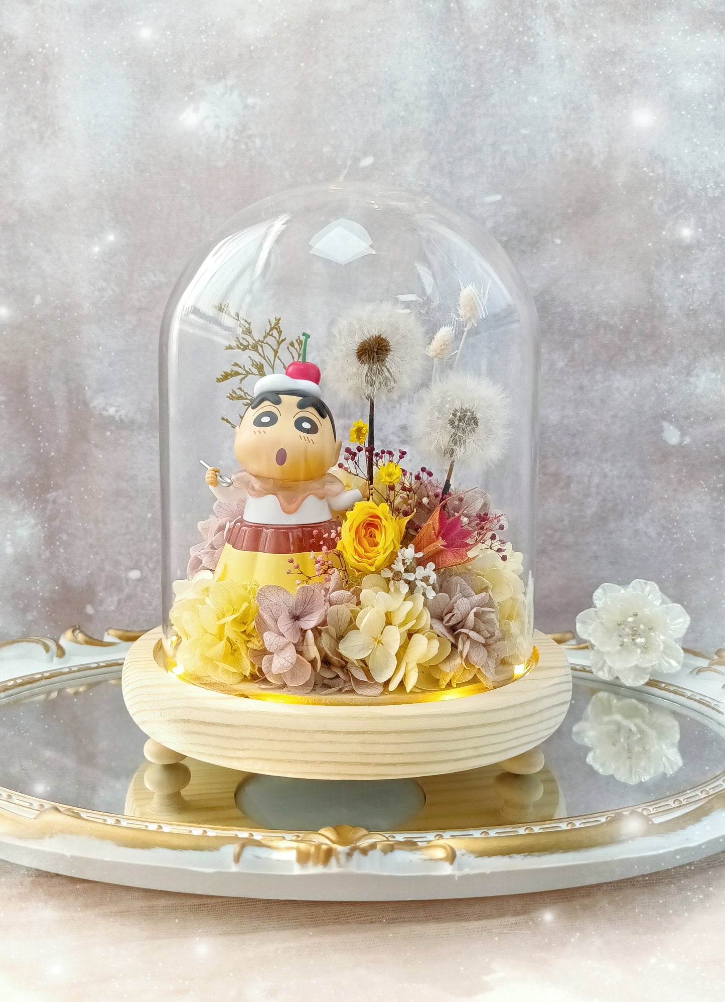 🌸(訂造)蠟筆小新保鮮花蒲公英玻璃瓶