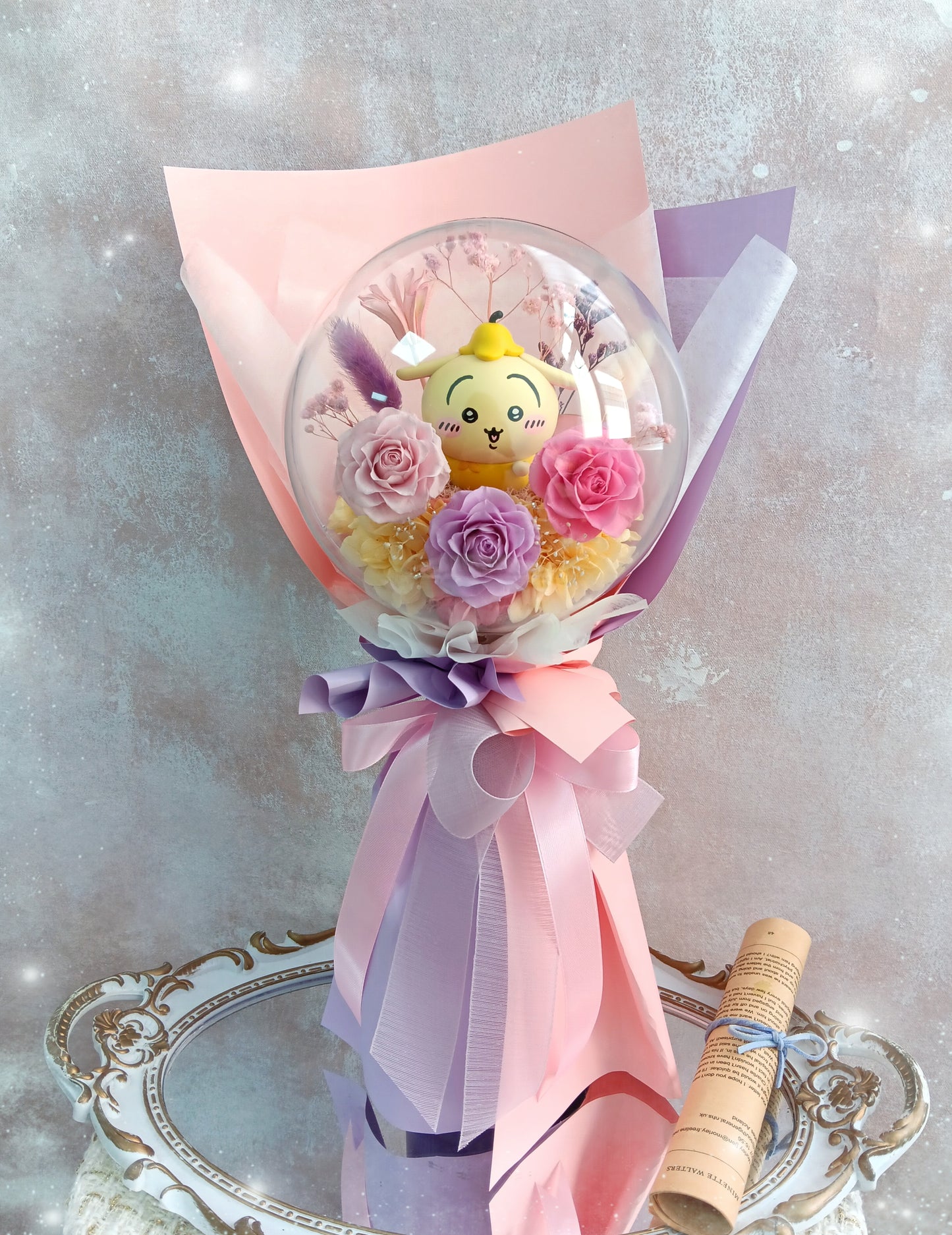 🌸(訂造)Chiikawa-兔兔 保鮮花波波球花束