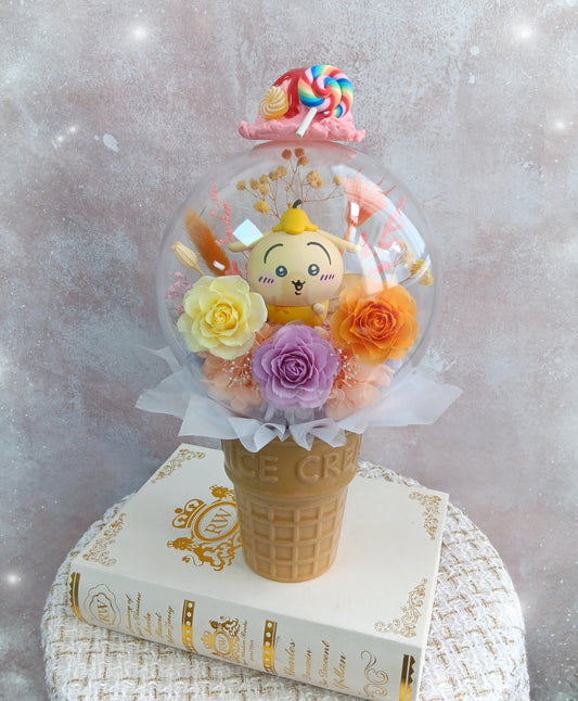 🌸(訂造)Chiikawa-兔兔 保鮮花波波球雪糕杯