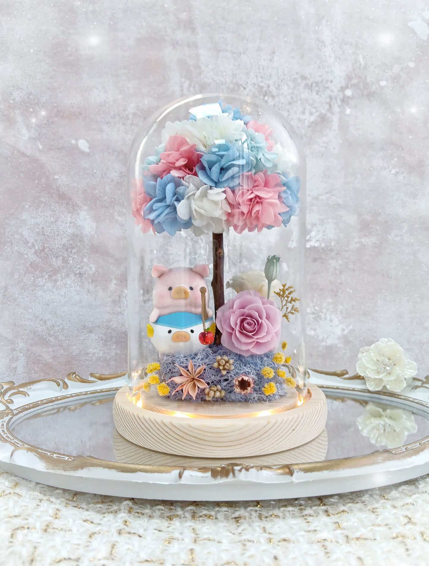 🌸(訂造)LuLu豬保鮮花繡球樹玻璃瓶