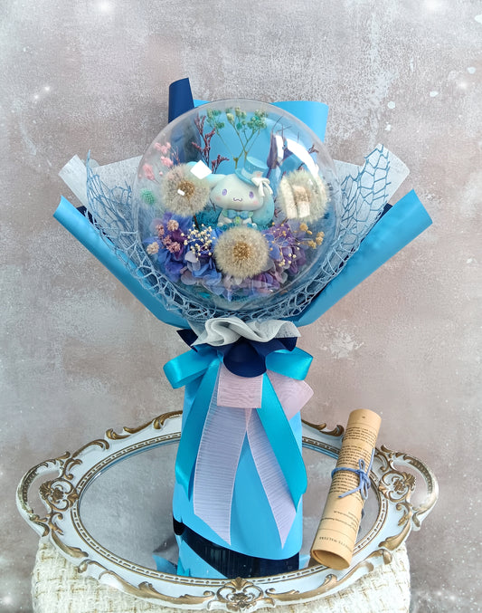 🌸(訂造)玉桂狗保鮮花蒲公英波波球花束