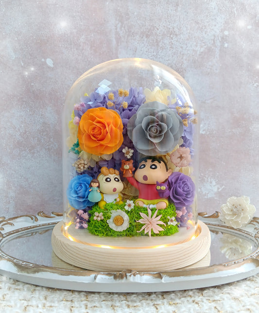 🌸(訂造)蠟筆小新保鮮花玻璃瓶