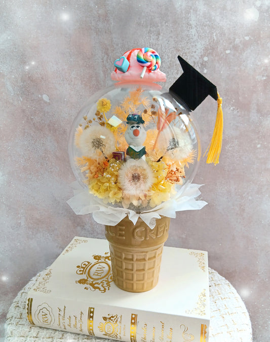 🌸(訂造)雪寶保鮮花蒲公英波波球雪糕杯