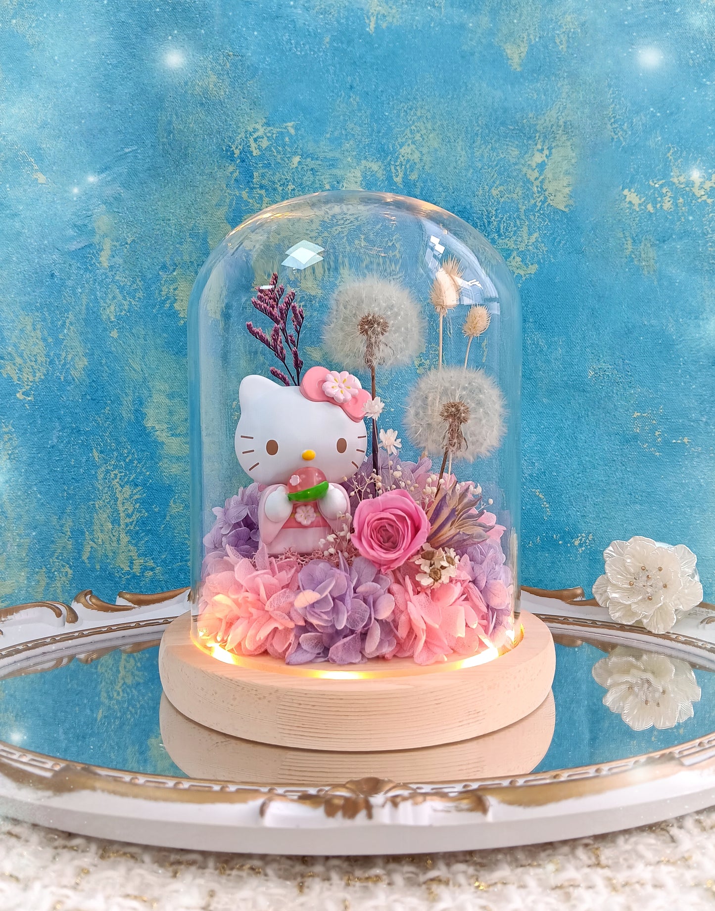 🌸(訂造)Hello Kitty保鮮花蒲公英玻璃瓶