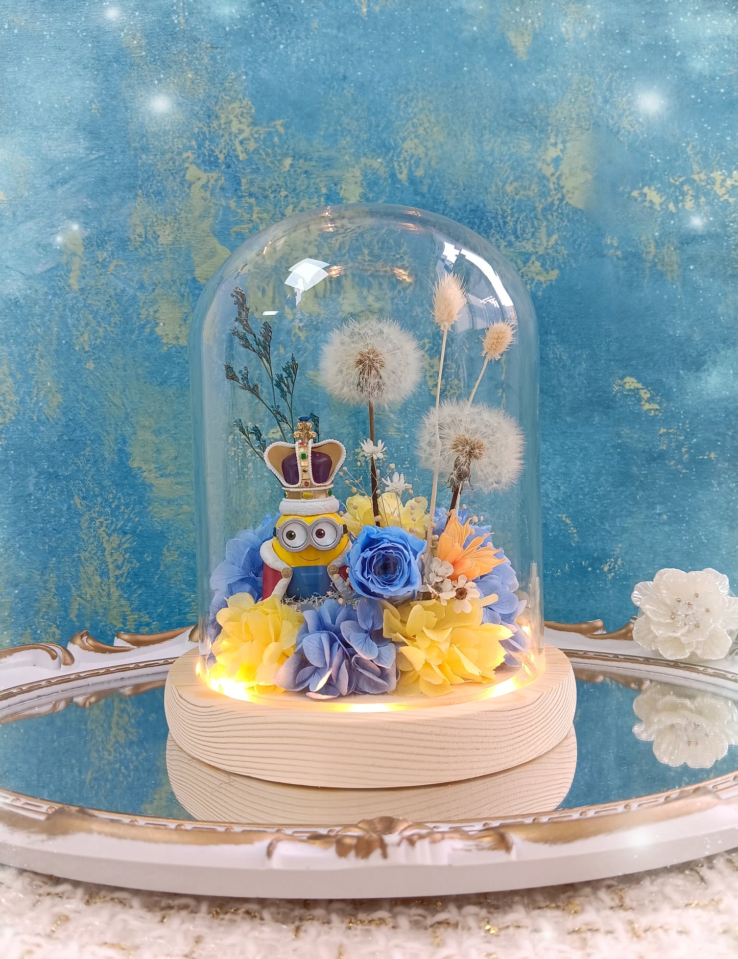 🌸(現貨)迷你兵保鮮花蒲公英玻璃瓶