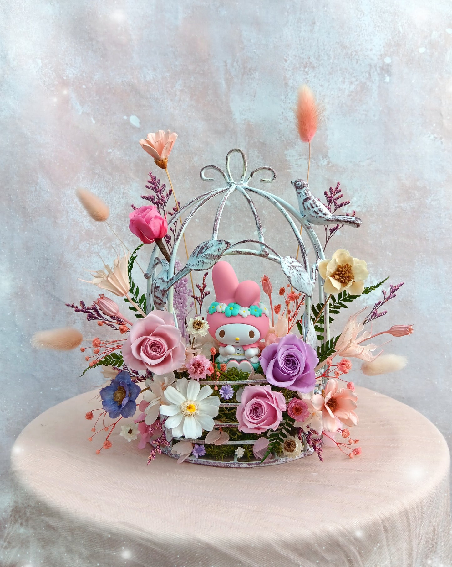 🌸(現貨)Melody鳥籠保鮮花小花園