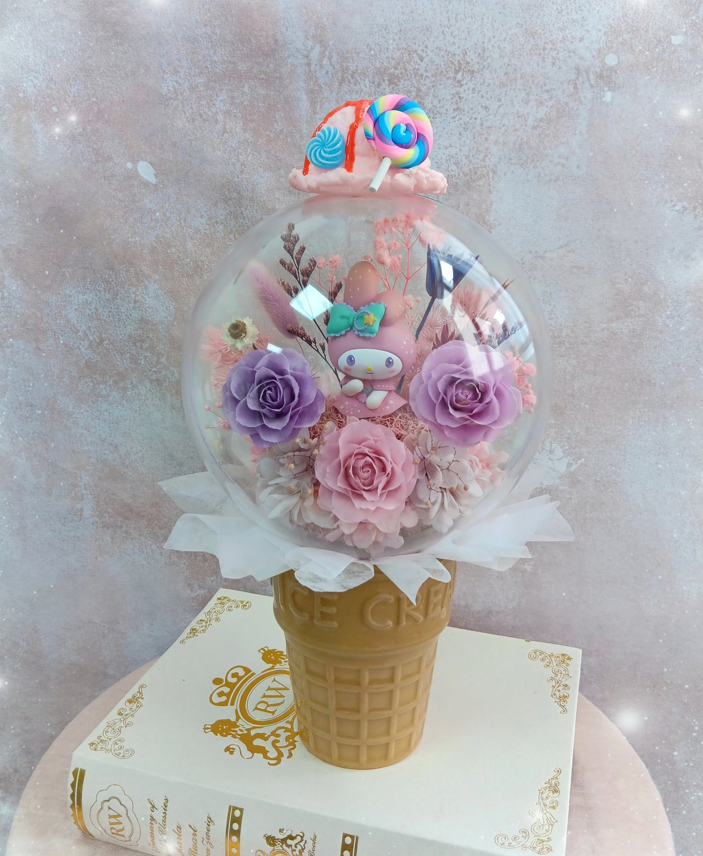🌸(現貨)Melody保鮮花波波球雪糕杯