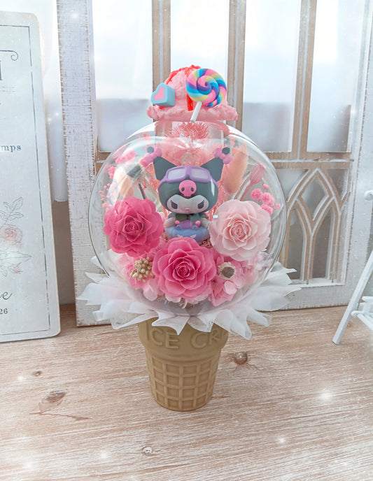 🌸(訂造)Kuromi保鮮花波波球雪糕杯