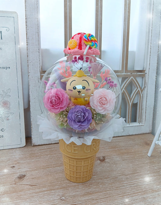 🌸(訂造)Chiikawa-兔兔 保鮮花波波球雪糕杯