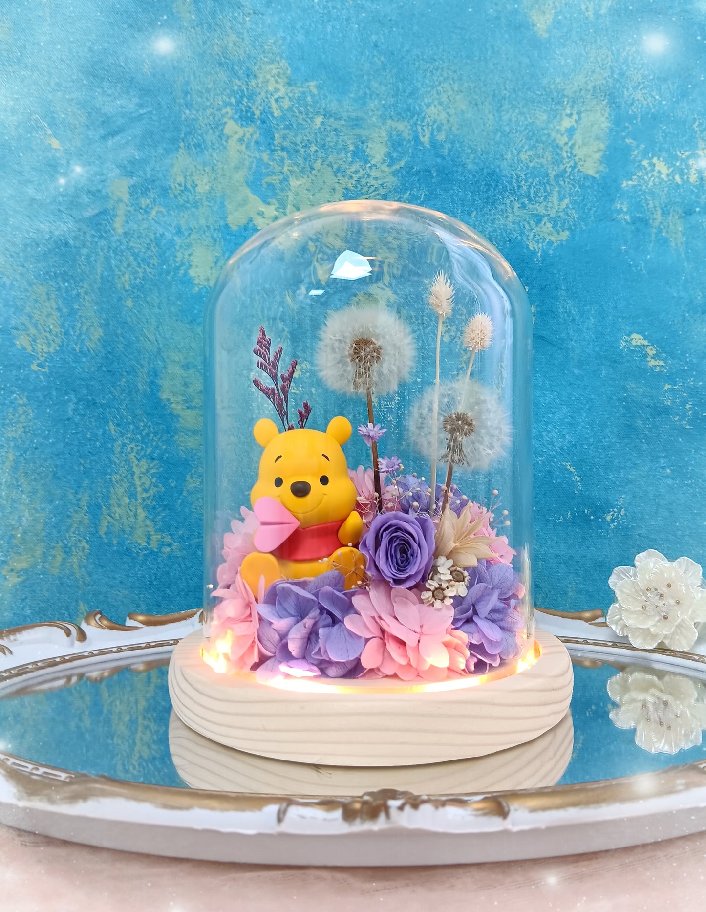 🌸(現貨)Winnie the Pooh保鮮花蒲公英玻璃瓶