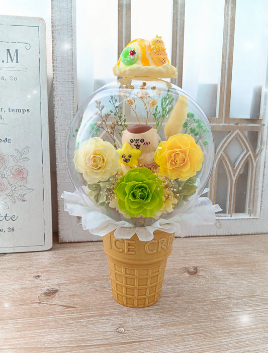 🌸(訂造)Chiikawa-栗子 保鮮花波波球雪糕杯