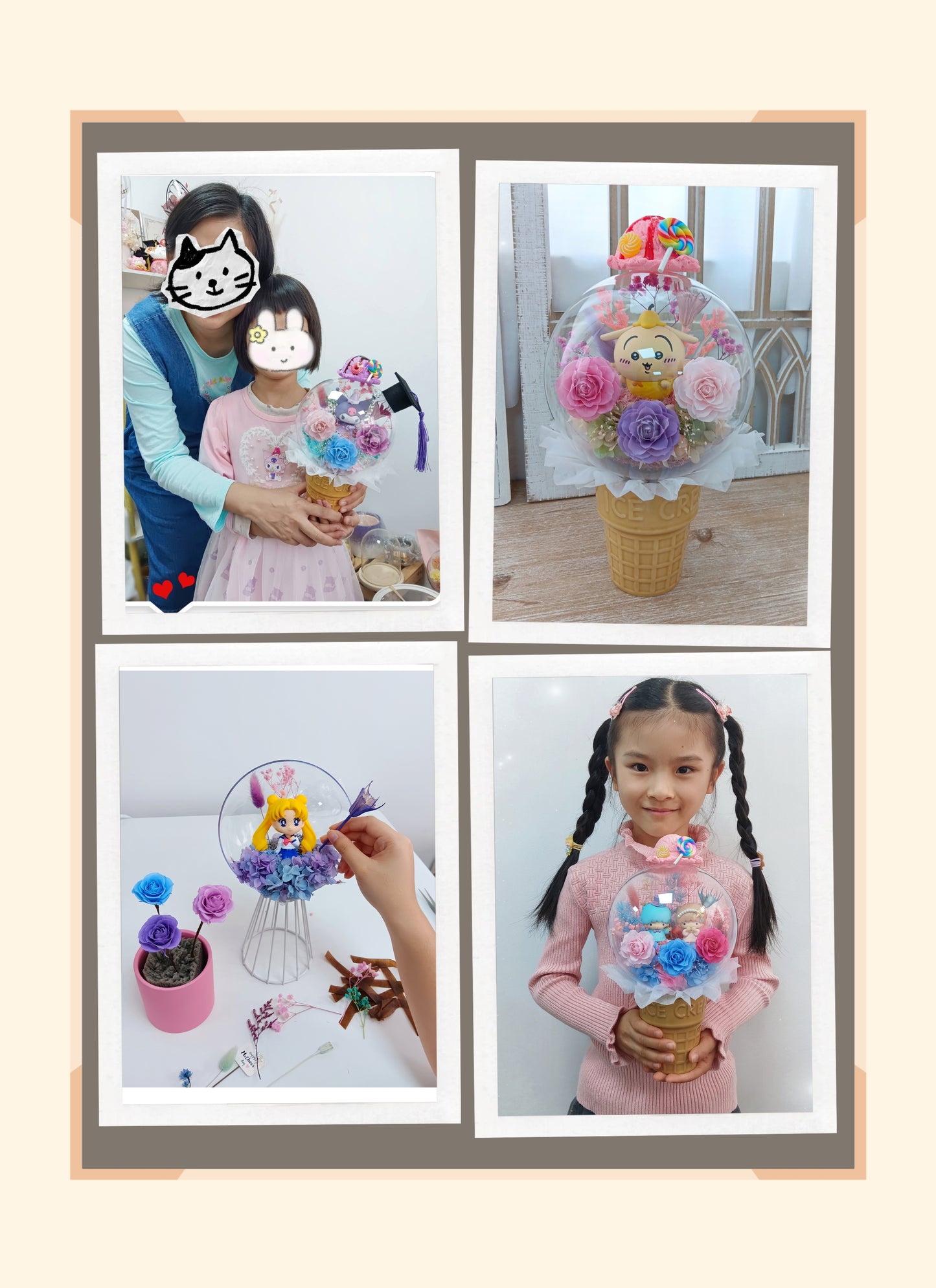 單堂花藝課-保鮮花波波球雪糕杯🍦