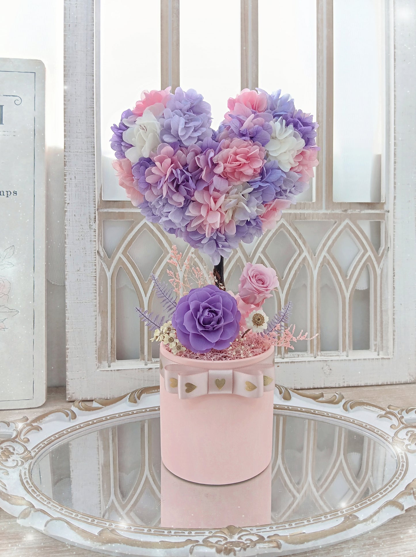 🌸(訂造)純花款保鮮花心形樹