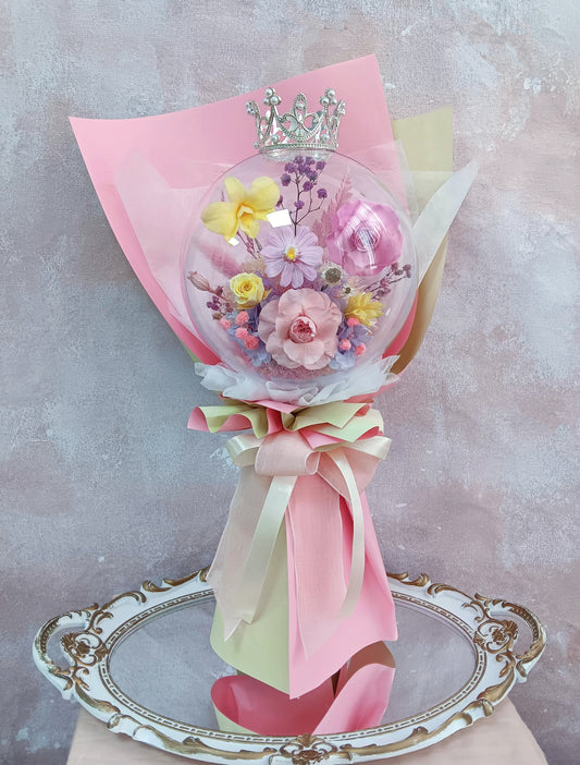 🌸(現貨)皇冠保鮮花玫瑰蘭花波波球花束
