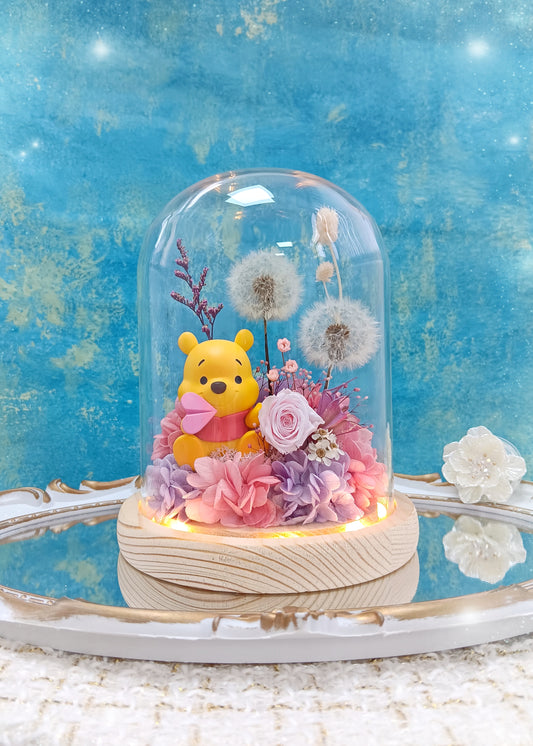 🌸(訂造)Winnie-the-Pooh保鮮花蒲公英玻璃瓶