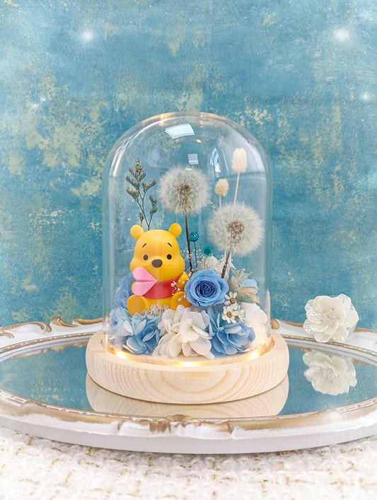 🌸(訂造)Winnie the Pooh藍白色系蒲公英玻璃瓶
