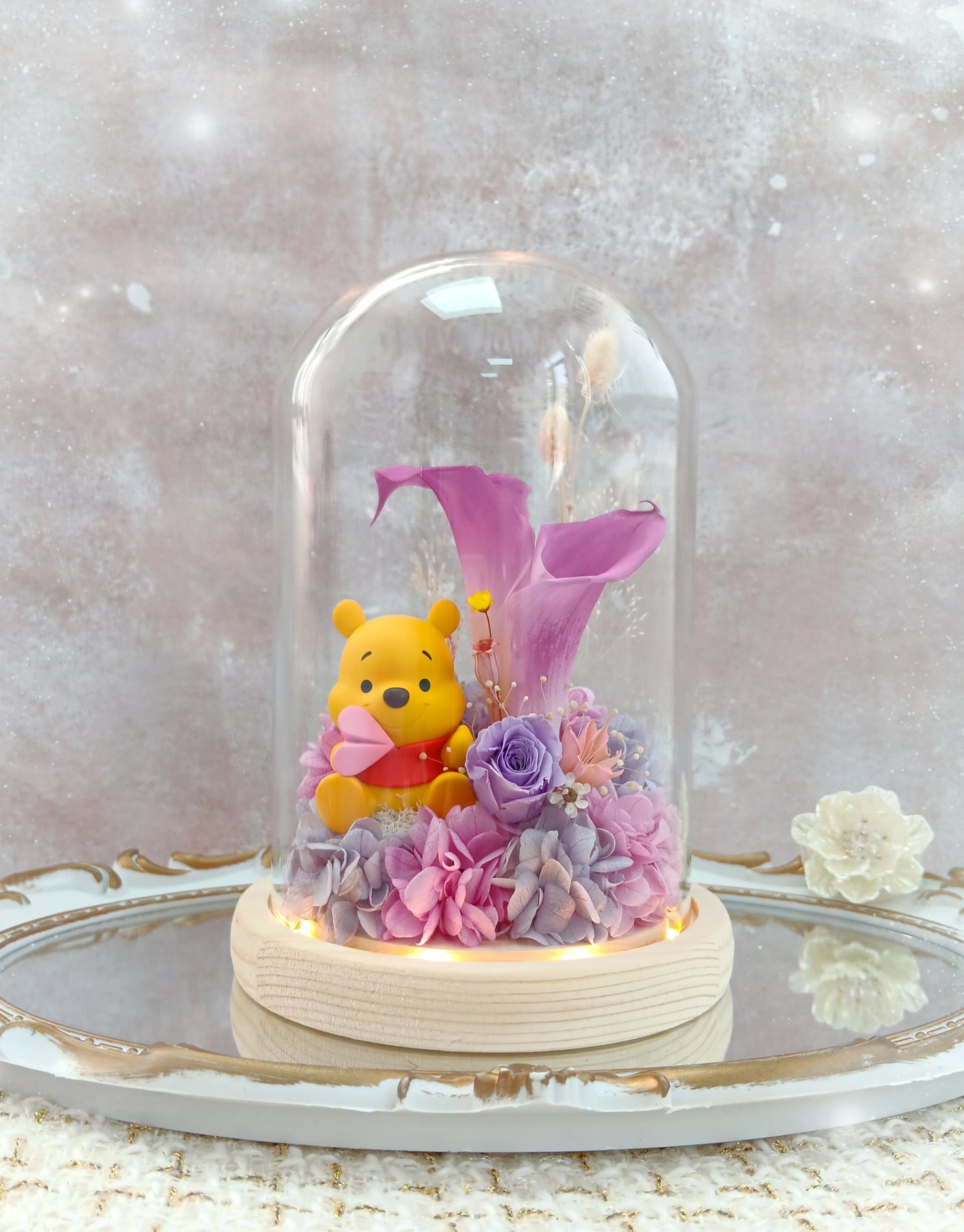 🌸(現貨)Winnie the Pooh保鮮花馬蹄蘭玻璃瓶